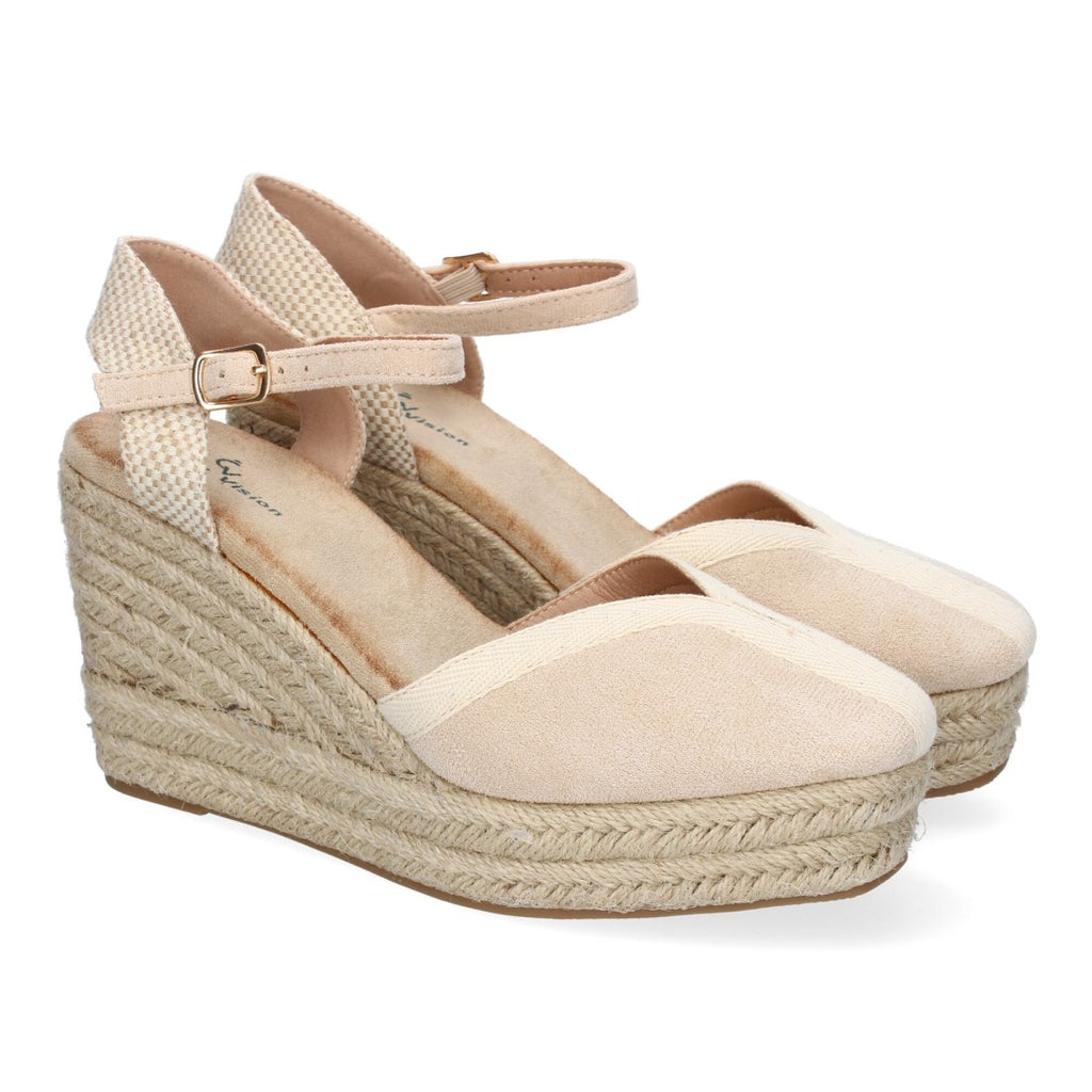 Sandalias Beige Mujer Estilo Valenciana Punta Cerrada Elegantes