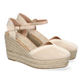 Sandalias Beige Mujer Estilo Valenciana Punta Cerrada Elegantes