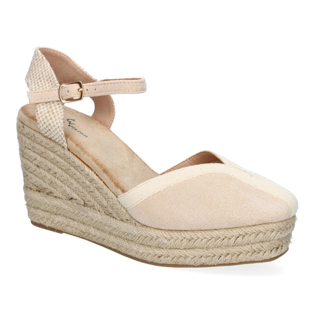 Sandalias Beige Mujer Estilo Valenciana Punta Cerrada Elegantes