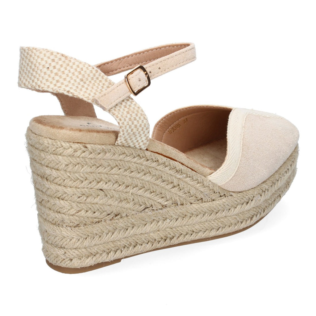 Sandalias Beige Mujer Estilo Valenciana Punta Cerrada Elegantes