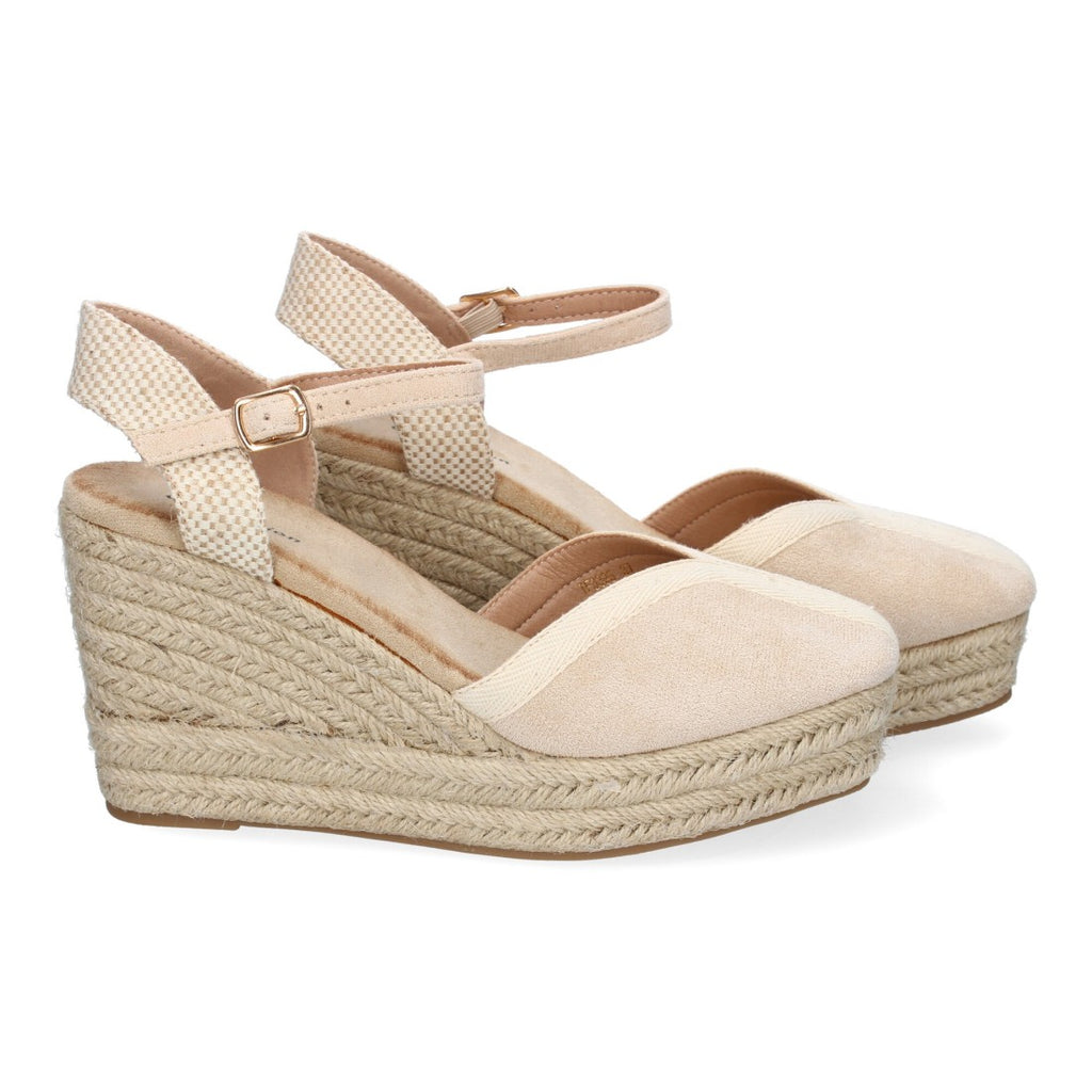 Sandalias Beige Mujer Estilo Valenciana Punta Cerrada Elegantes