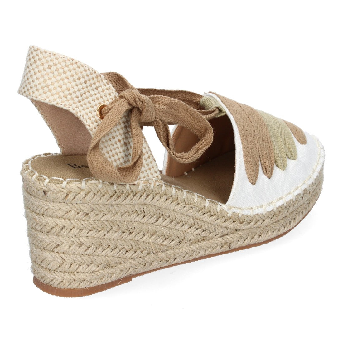 Sandalias Kaki Mujer Cuña Yute Cierre Cintas Modernas Elegantes