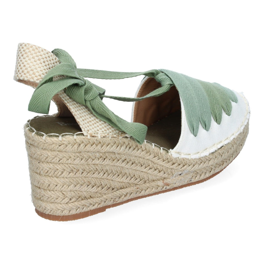 Sandalias Verdes Mujer Cuña Yute Cierre Cintas Modernas Elegantes