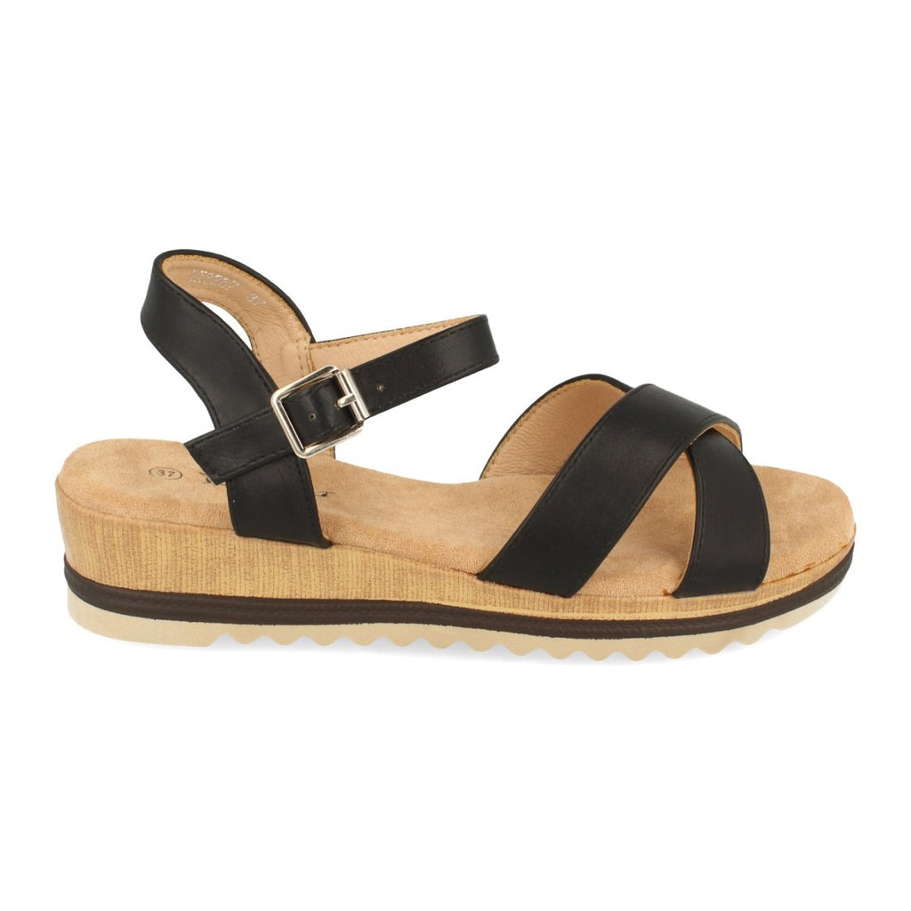 Sandalias Negras Mujer Planas Palas Cruzadas Simple