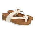 Sandalias Beige Mujer Cuña Bio Plantilla Anatómica Estilo Esclava Elegantes