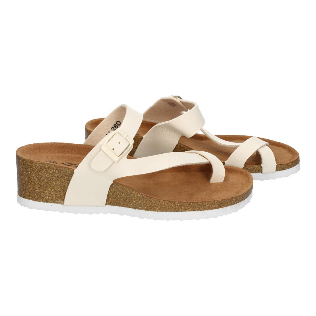 Sandalias Beige Mujer Cuña Bio Plantilla Anatómica Estilo Esclava Elegantes