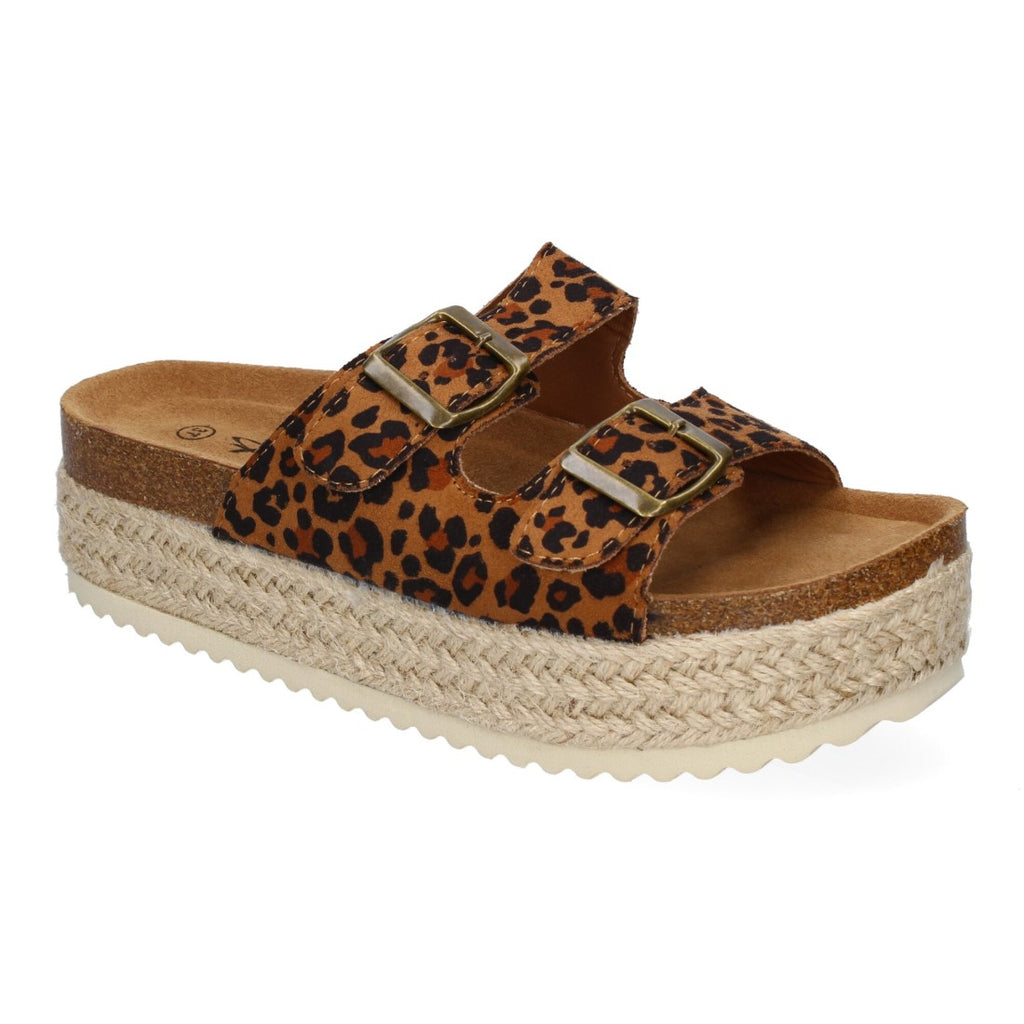 Sandalias Leopardo Mujer Plataforma Yute Planta Anatómica Hebillas Elegantes