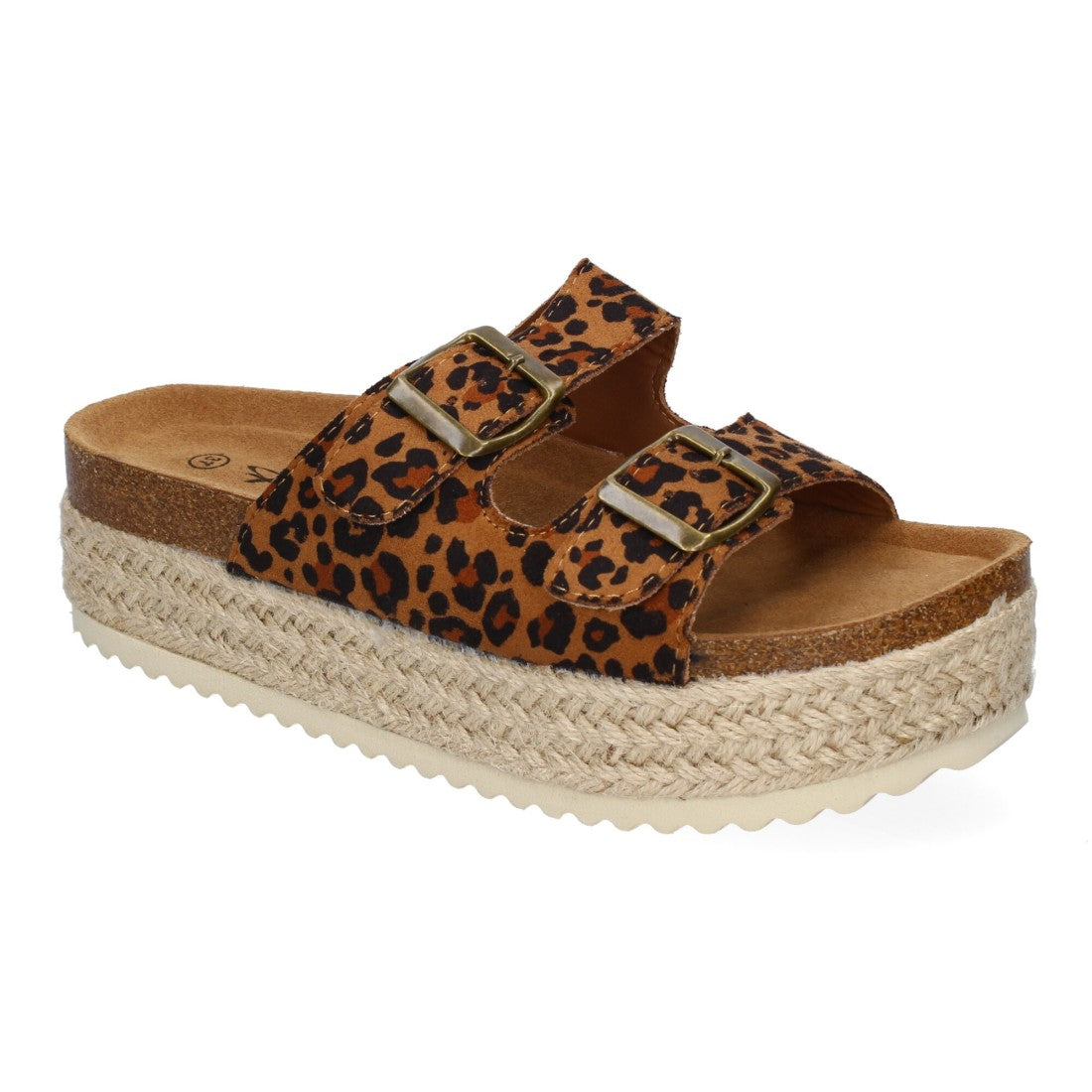 Sandalias Leopardo Mujer Plataforma Yute Planta Anatómica Hebillas Elegantes