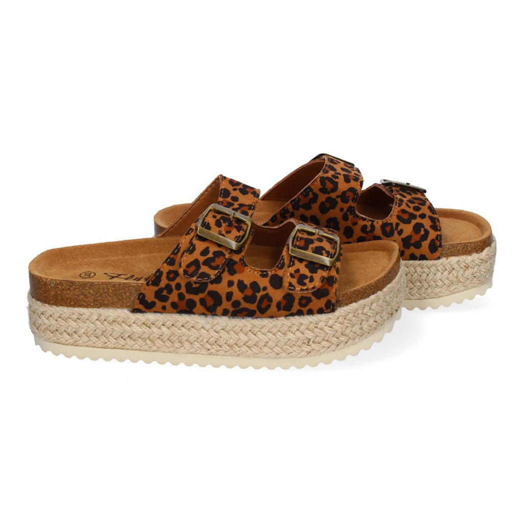 Sandalias Leopardo Mujer Plataforma Yute Planta Anatómica Hebillas Elegantes