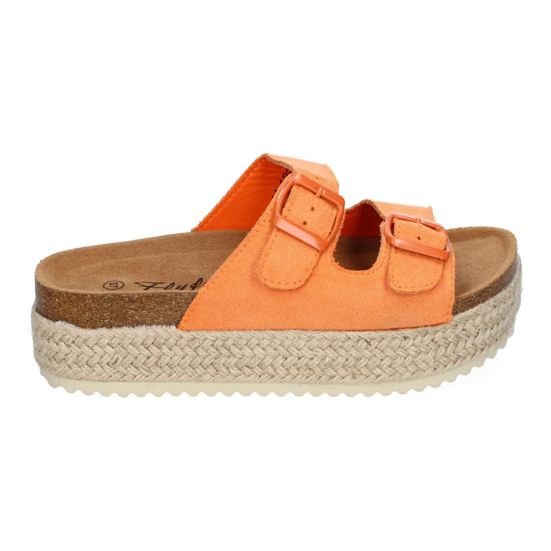 Sandalias Naranjas Mujer Plataforma Yute Planta Anatómica Hebillas Elegantes
