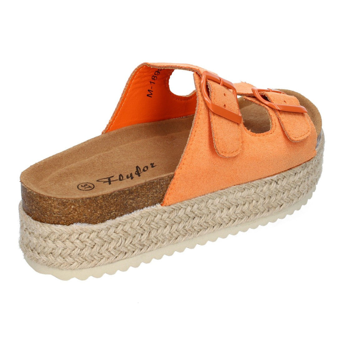 Sandalias Naranjas Mujer Plataforma Yute Planta Anatómica Hebillas Elegantes
