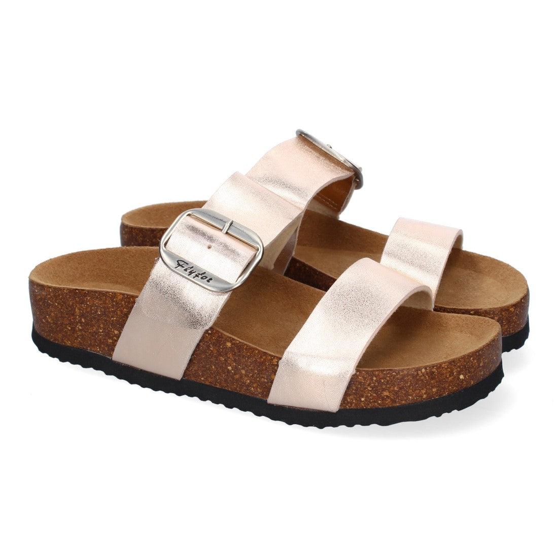 Sandalias Champán Mujer Cuña Bio Plantilla Anatómica Estilo Esclava Elegantes