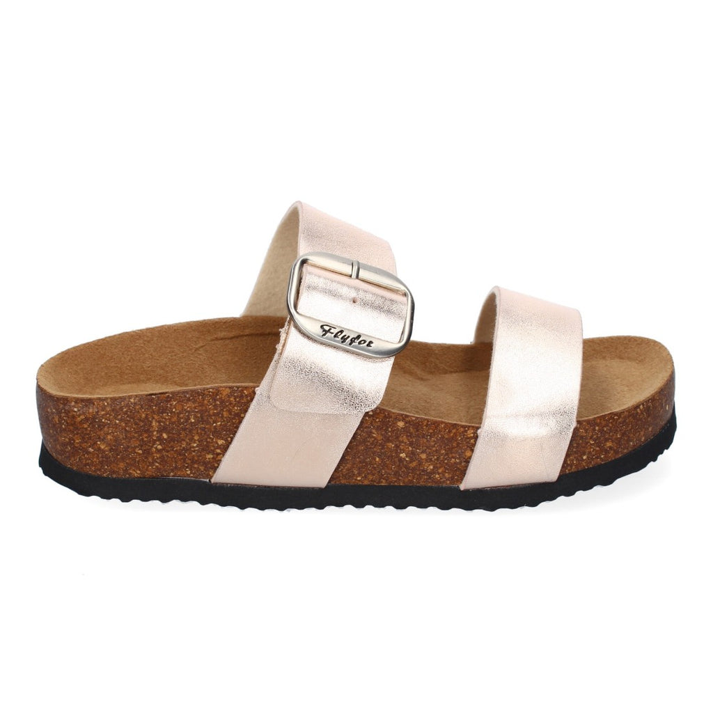 Sandalias Champán Mujer Cuña Bio Plantilla Anatómica Estilo Esclava Elegantes