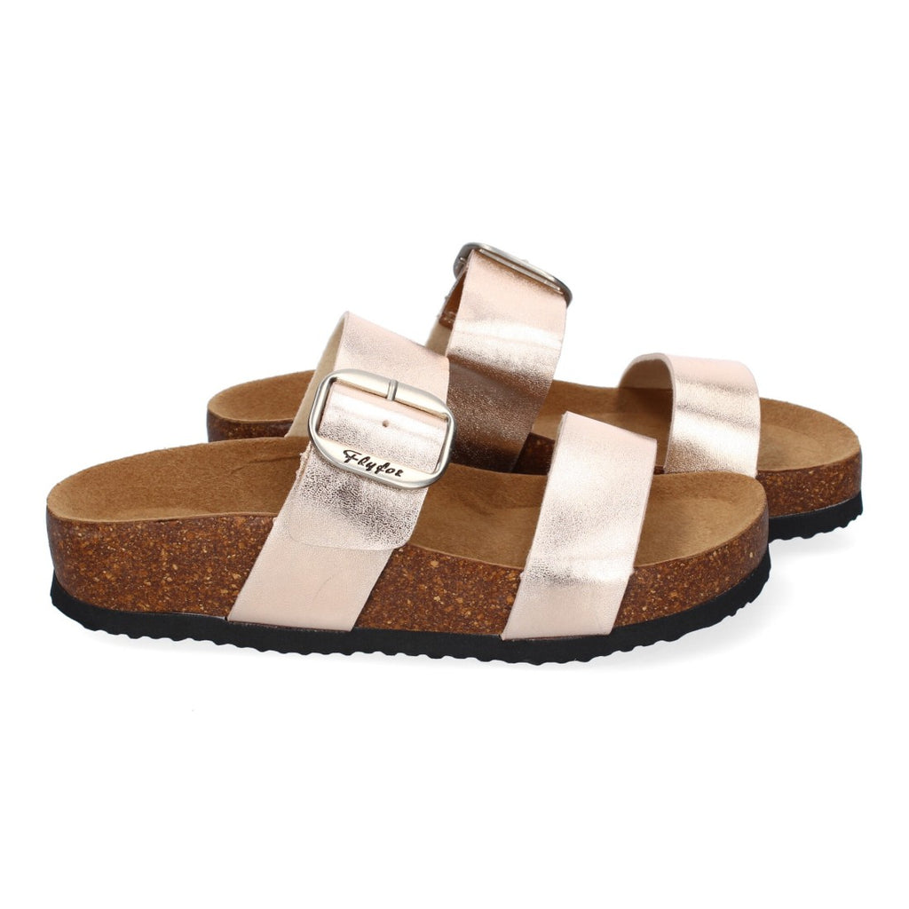 Sandalias Champán Mujer Cuña Bio Plantilla Anatómica Estilo Esclava Elegantes