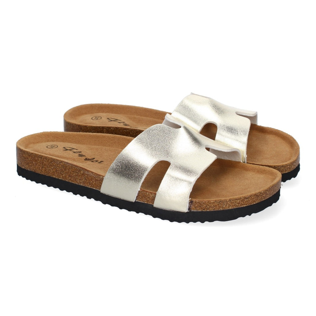 Sandalias Doradas Mujer Planas Bio Plantilla Anatómica Elegantes Cómodas