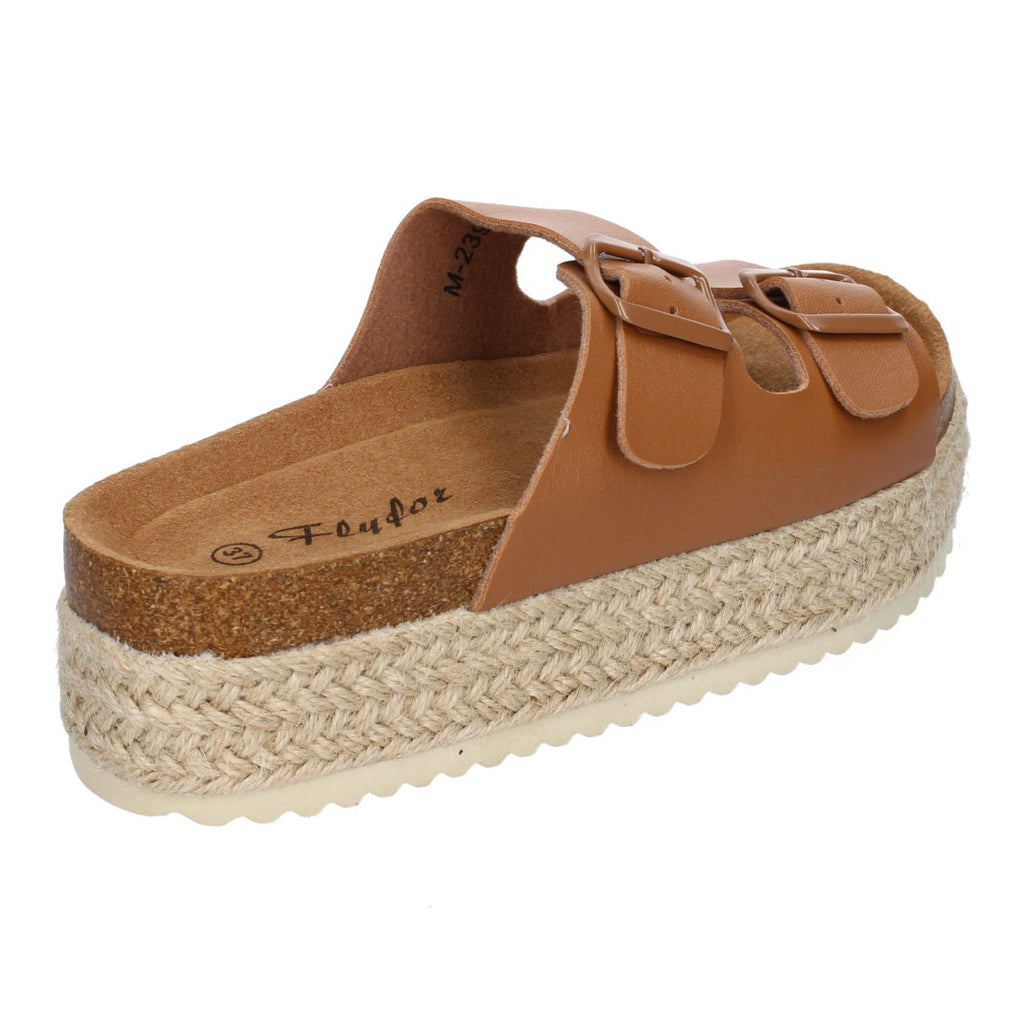 Sandalias Taupe Mujer Plataforma Yute Plantilla Anatómica Hebillas Elegantes