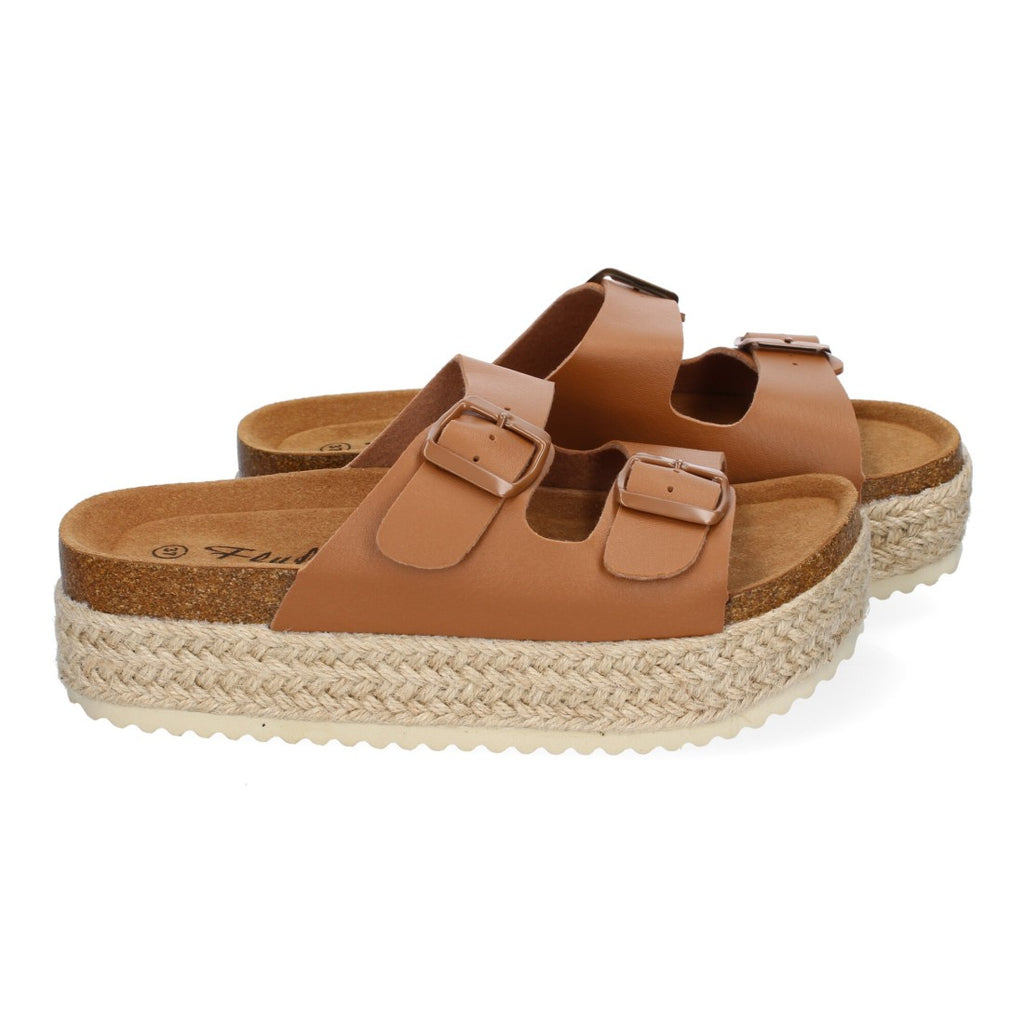 Sandalias Taupe Mujer Plataforma Yute Plantilla Anatómica Hebillas Elegantes