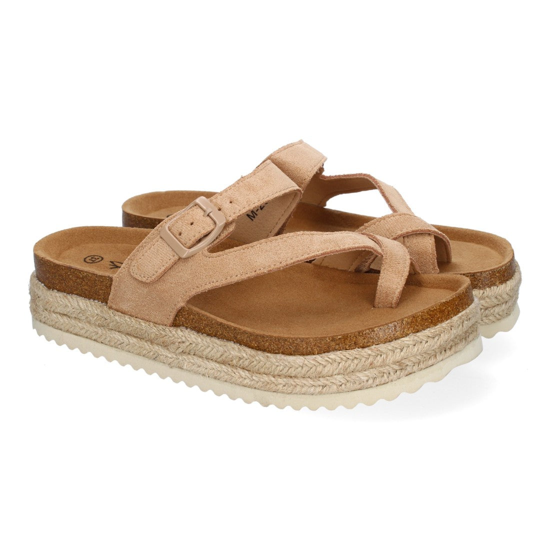 Sandalias Kaki Mujer Plataforma Bio Yute Estilo Esclava Hebilla Elegantes