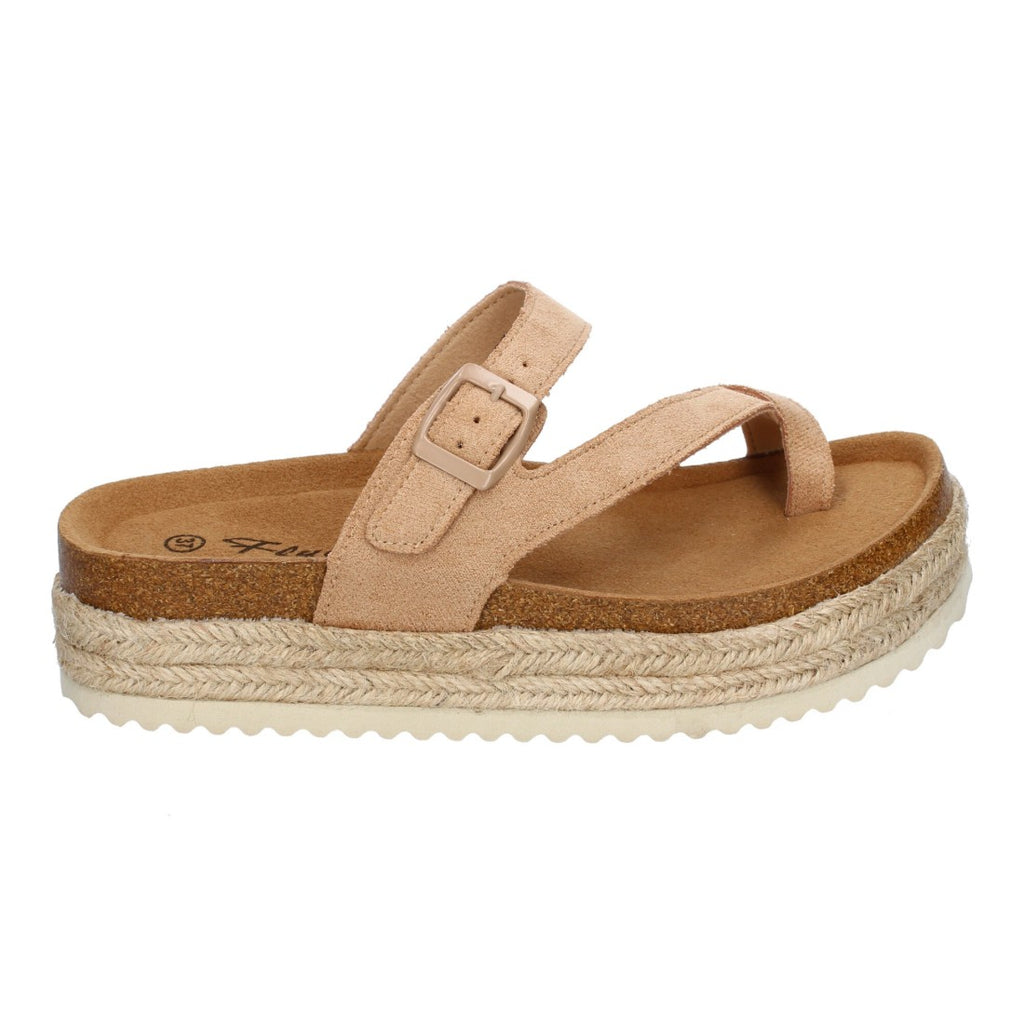 Sandalias Kaki Mujer Plataforma Bio Yute Estilo Esclava Hebilla Elegantes