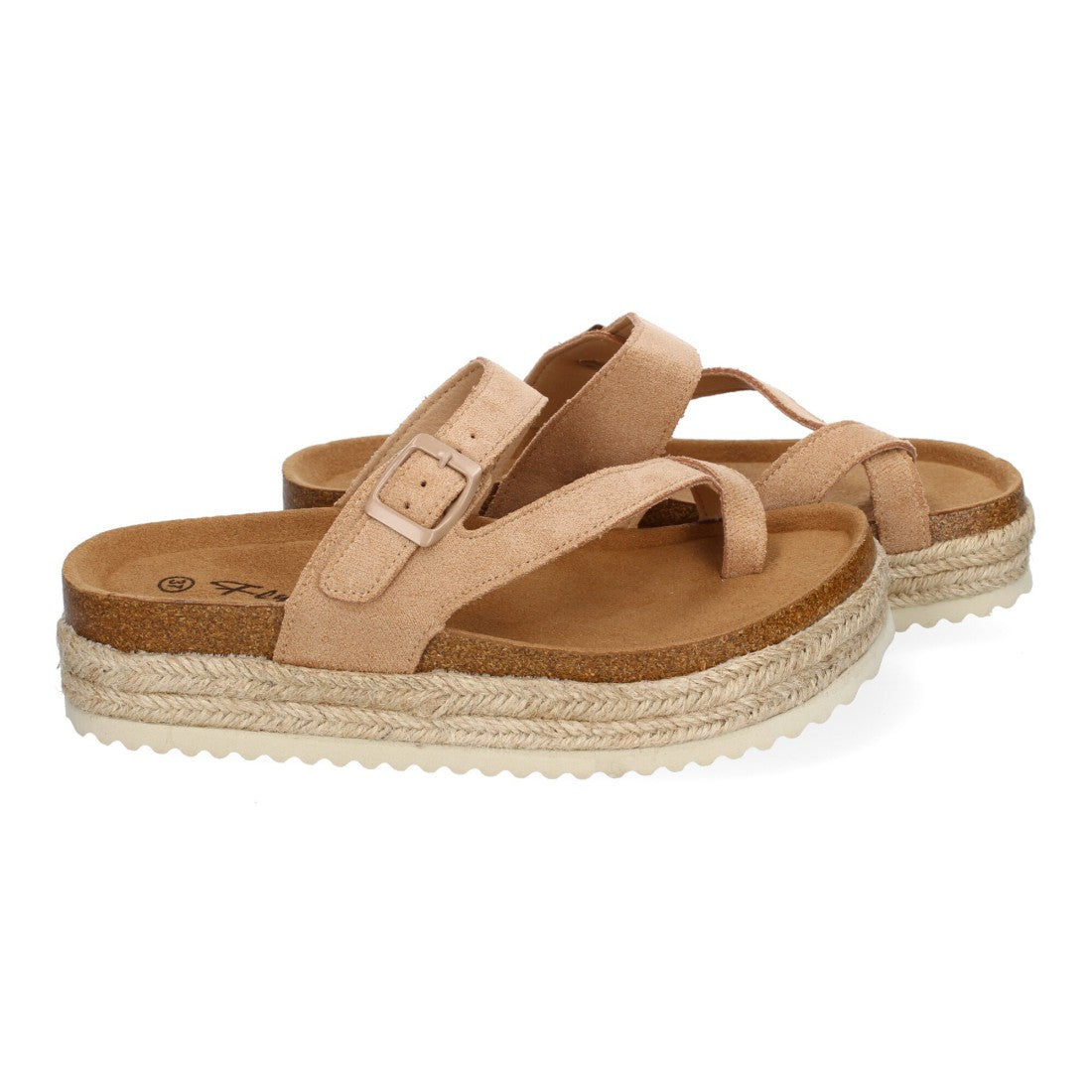 Sandalias Kaki Mujer Plataforma Bio Yute Estilo Esclava Hebilla Elegantes