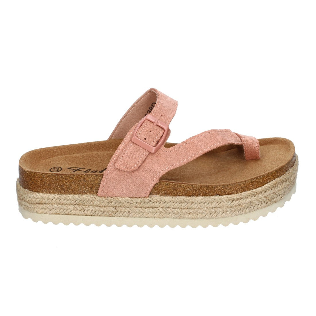 Sandalias Rosas Mujer Plataforma Bio Yute Estilo Esclava Hebilla Elegantes
