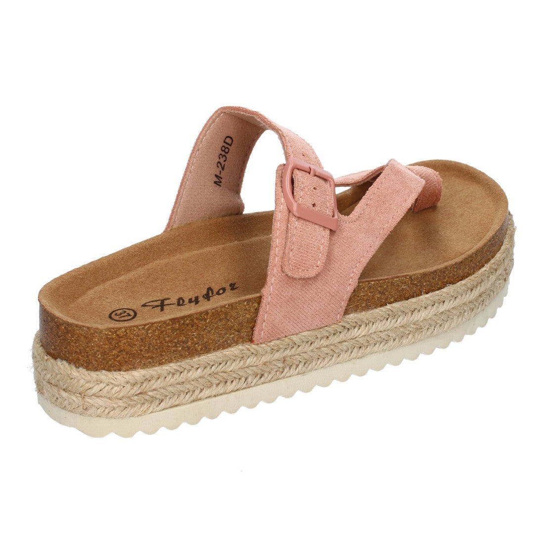 Sandalias Rosas Mujer Plataforma Bio Yute Estilo Esclava Hebilla Elegantes