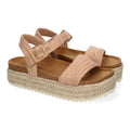 Sandalias Taupe Mujer Plataforma Bio Punta Abierta Hebilla Elegantes