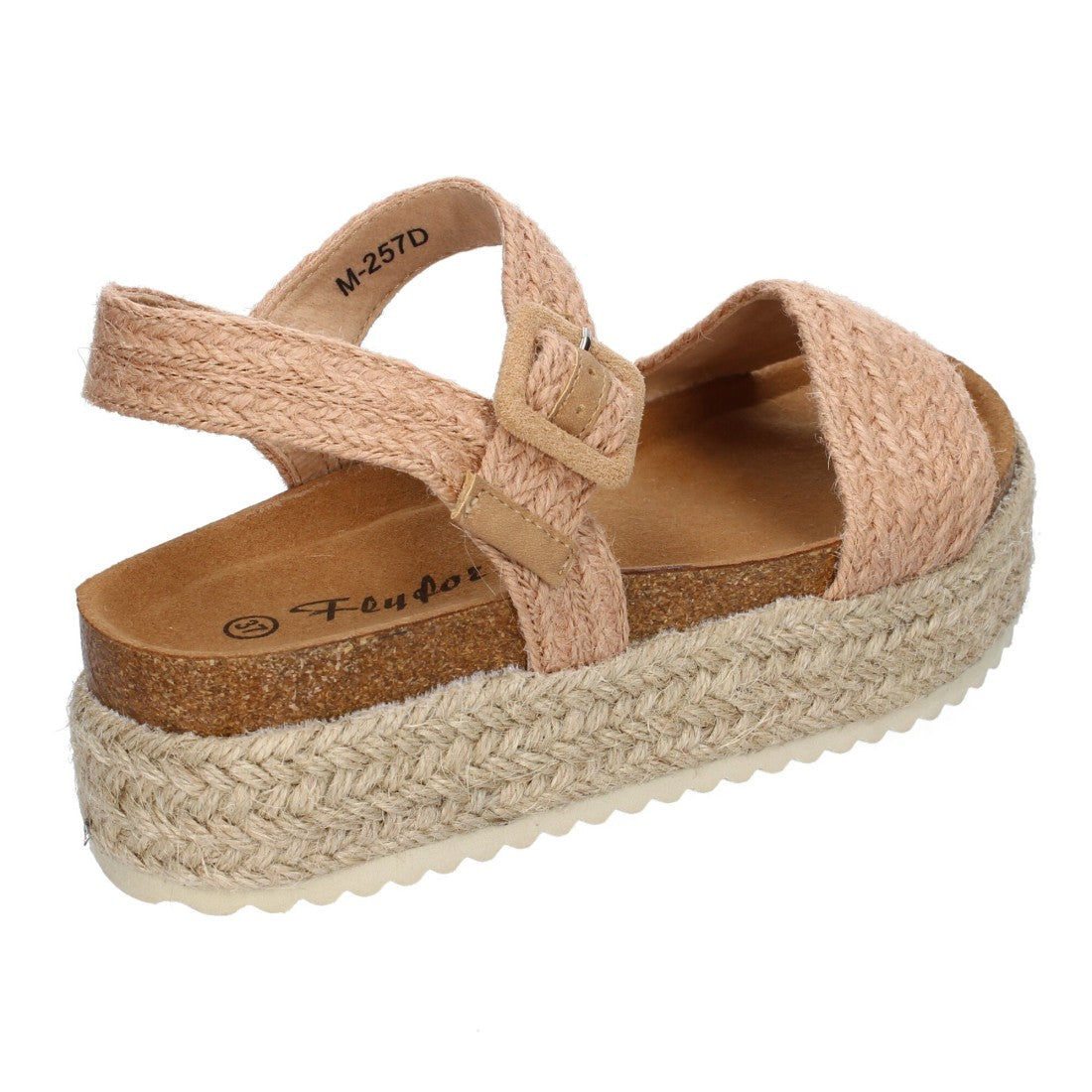 Sandalias Taupe Mujer Plataforma Bio Punta Abierta Hebilla Elegantes