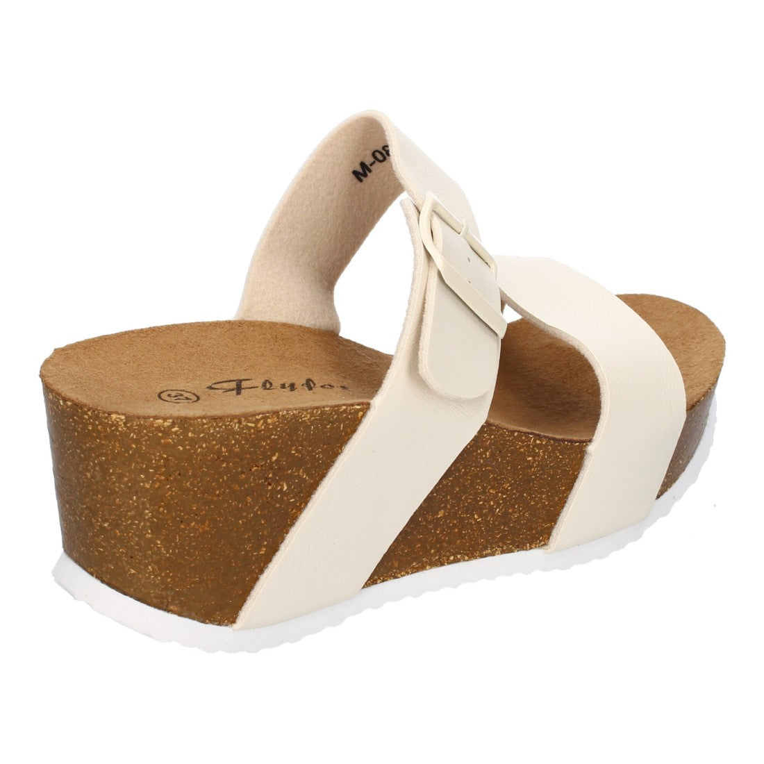 Sandalias Beige Mujer Bio Cuña Pala Fina Hebilla Tacón Elegantes