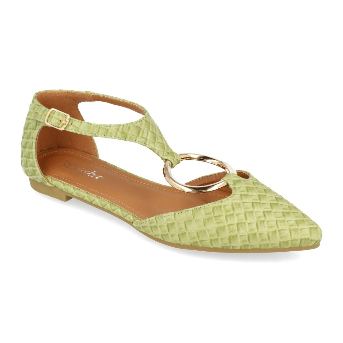 Sandalias Verdes Mujer Planas Detalle Metálico Elegantes