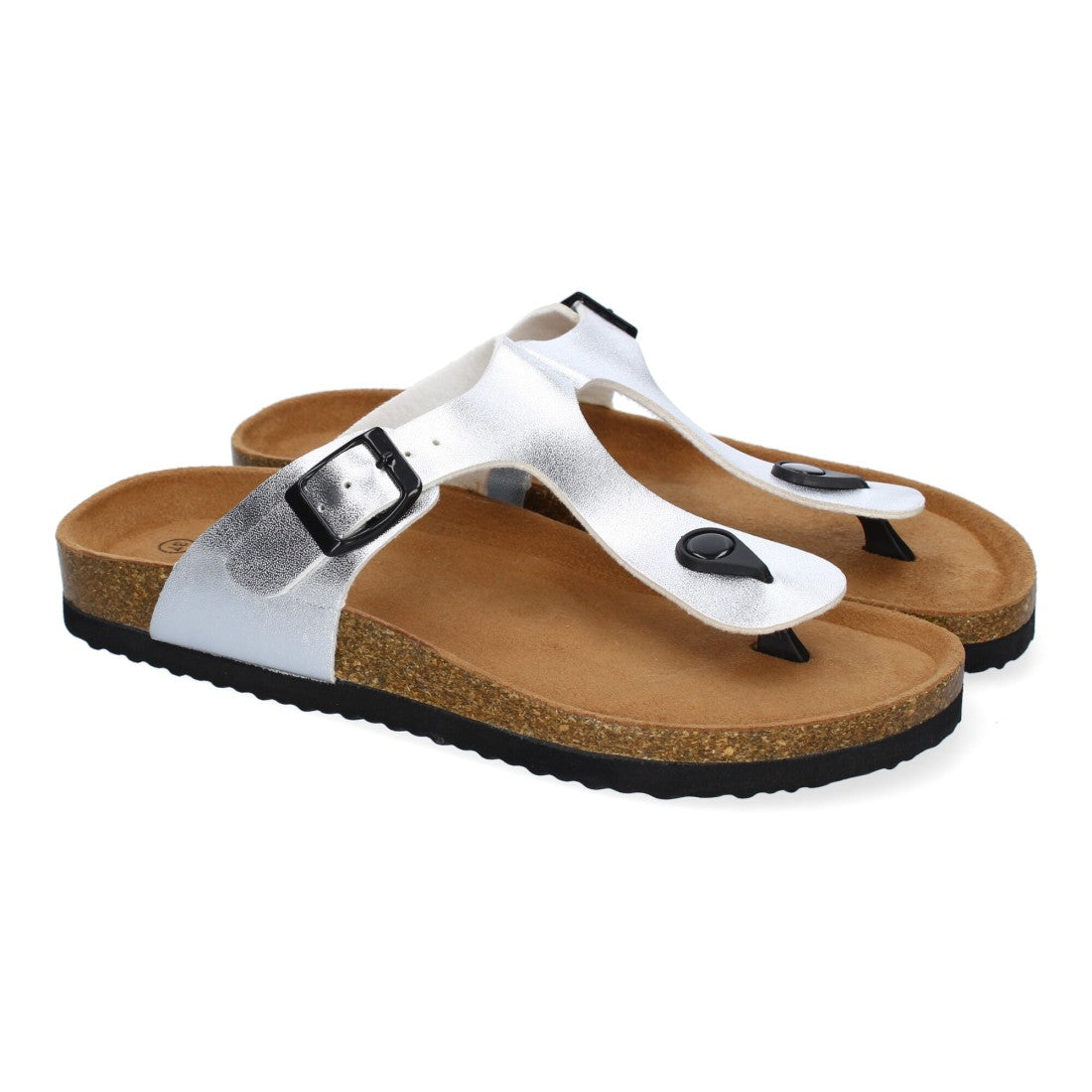 Sandalias Plateadas Mujer Bio Estilo Esclava Planta Anatómica Hebilla Elegantes