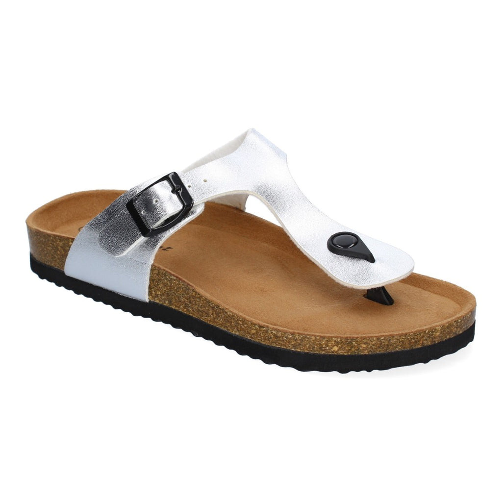 Sandalias Plateadas Mujer Bio Estilo Esclava Planta Anatómica Hebilla Elegantes