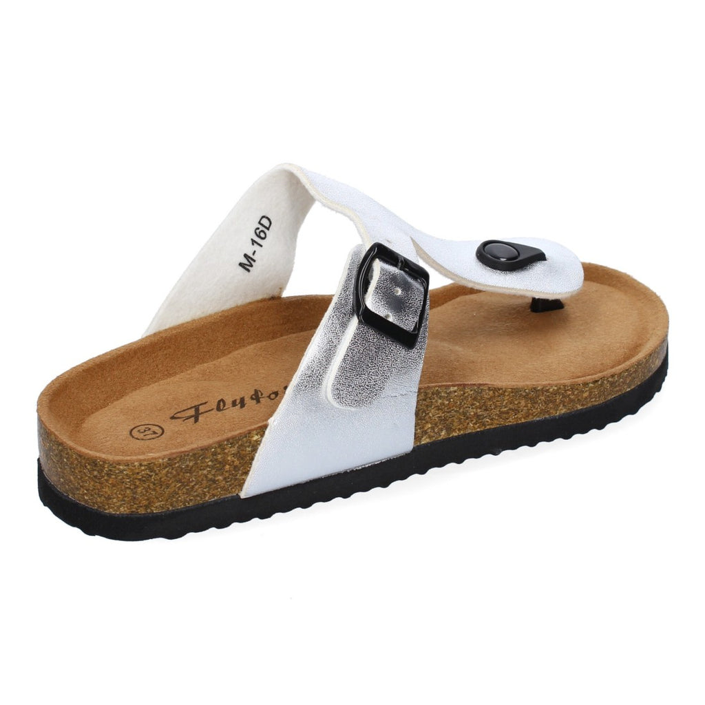 Sandalias Plateadas Mujer Bio Estilo Esclava Planta Anatómica Hebilla Elegantes