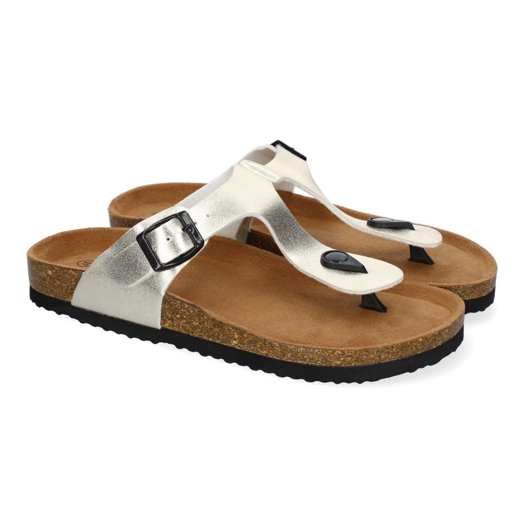 Sandalias Doradas Mujer Bio Estilo Esclava Planta Anatómica Hebilla Elegantes