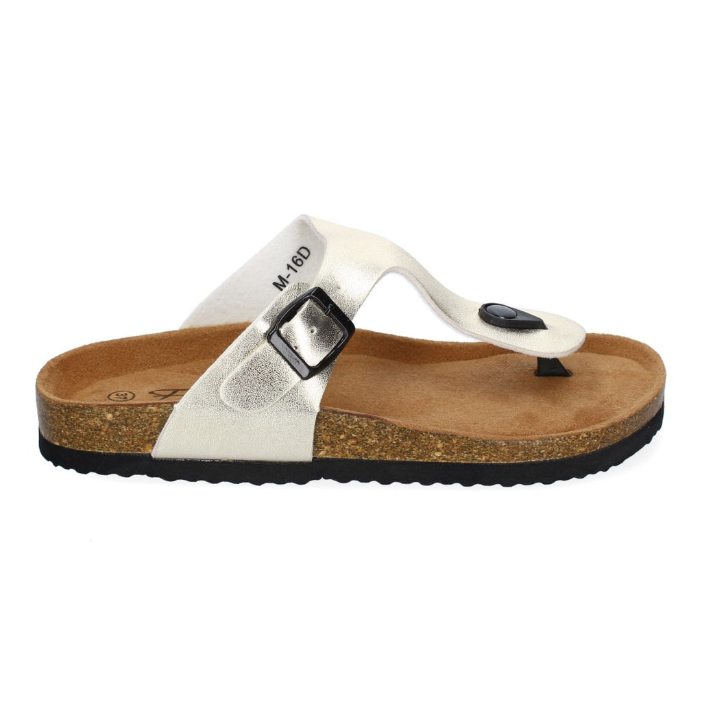 Sandalias Doradas Mujer Bio Estilo Esclava Planta Anatómica Hebilla Elegantes