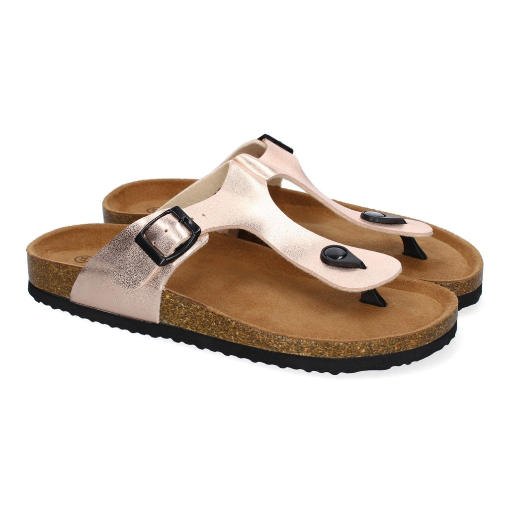 Sandalias Champán Mujer Bio Estilo Esclava Planta Anatómica Hebilla Elegantes