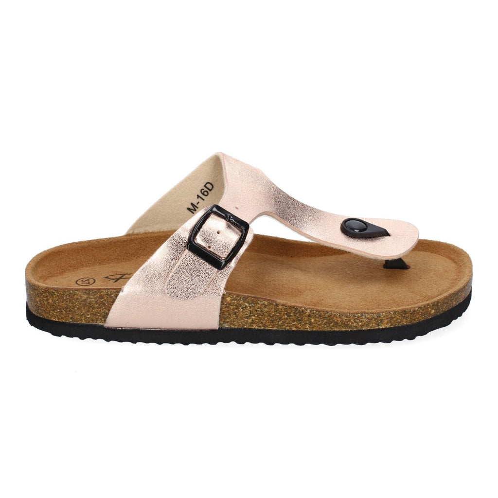 Sandalias Champán Mujer Bio Estilo Esclava Planta Anatómica Hebilla Elegantes