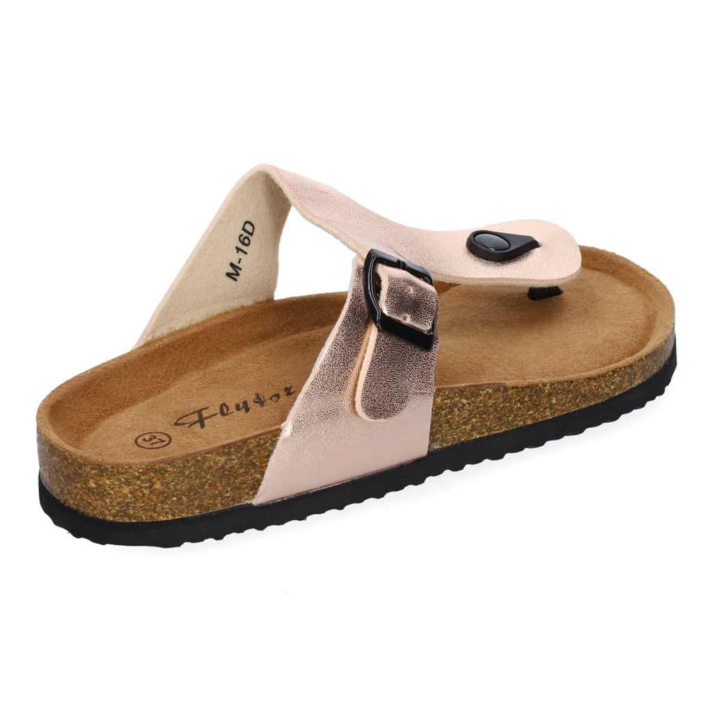 Sandalias Champán Mujer Bio Estilo Esclava Planta Anatómica Hebilla Elegantes
