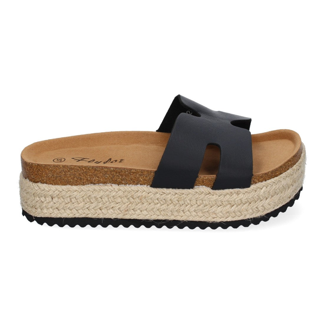 Sandalias Negras Mujer Planas Bio Plantilla Anatómica Elegantes Cómodas