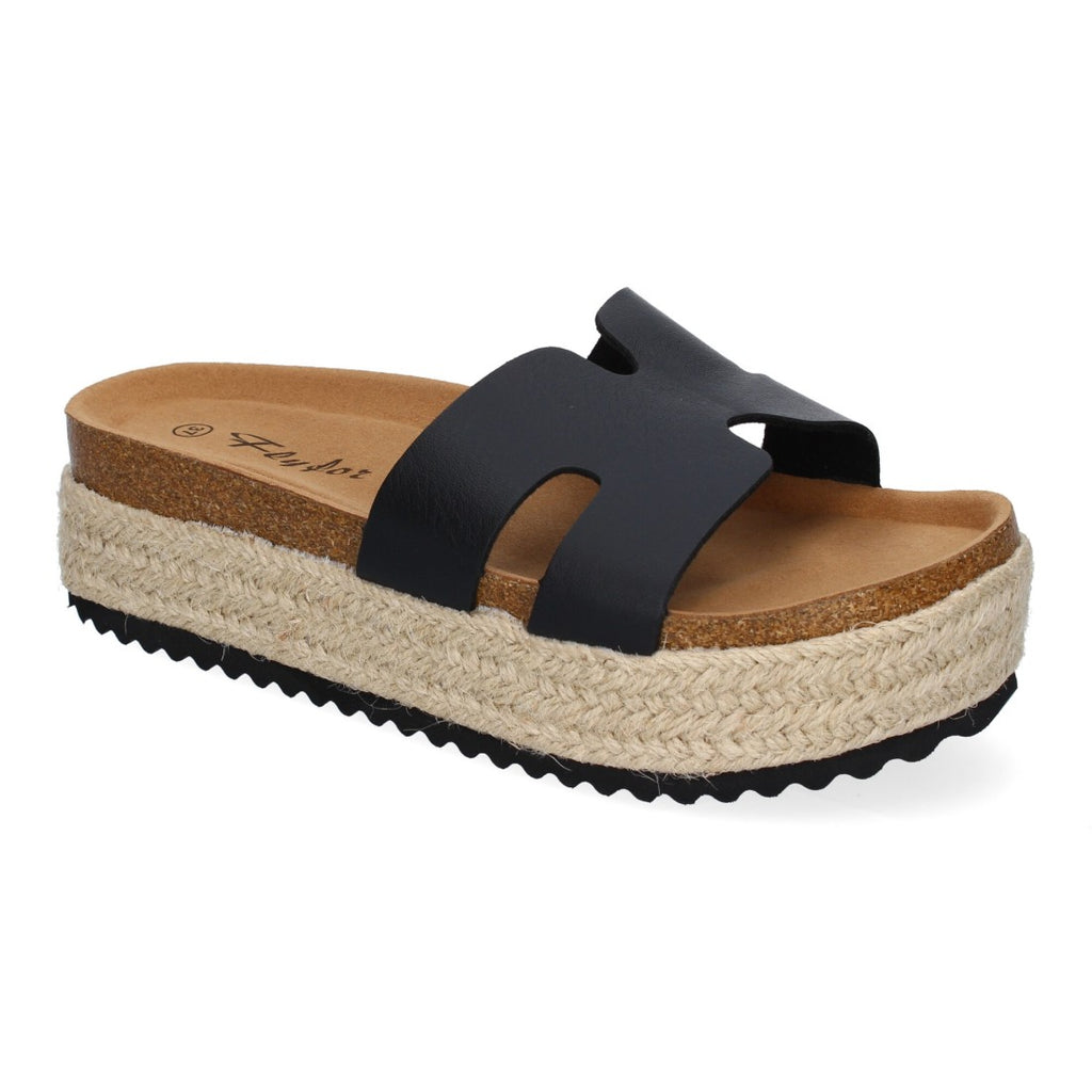 Sandalias Negras Mujer Planas Bio Plantilla Anatómica Elegantes Cómodas