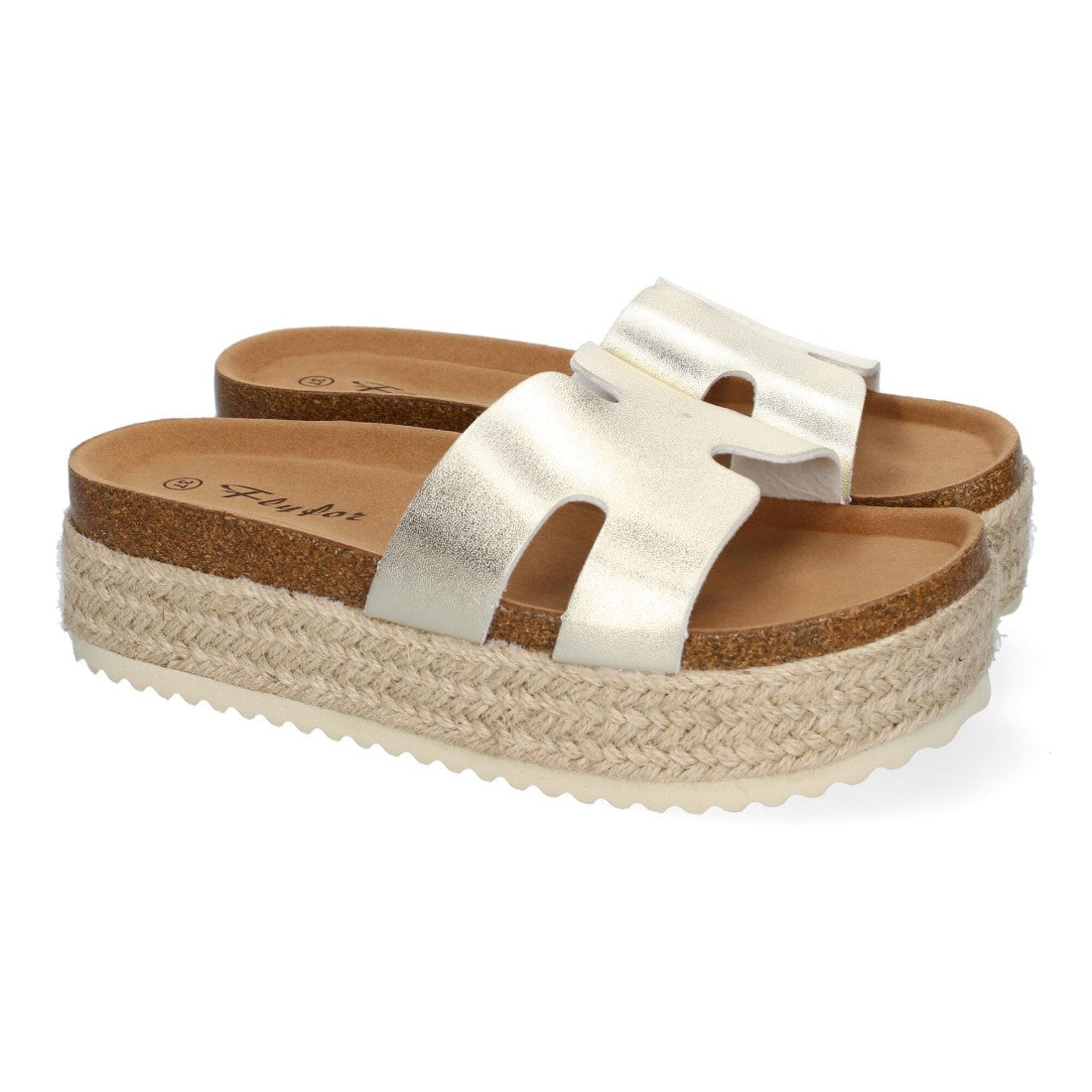 Sandalias Doradas Mujer Planas Bio Plantilla Anatómica Elegantes Cómodas