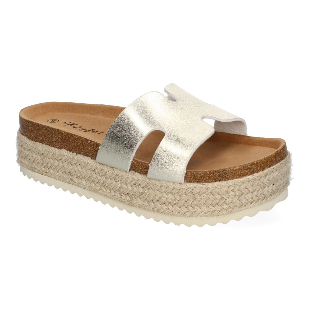 Sandalias Doradas Mujer Planas Bio Plantilla Anatómica Elegantes Cómodas