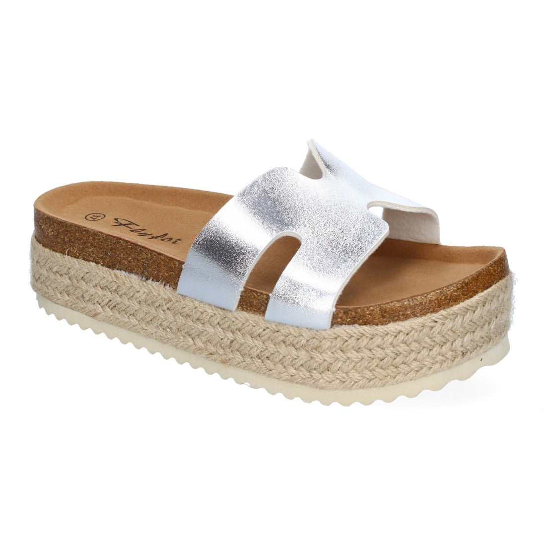 Sandalias Plateadas Mujer Planas Bio Plantilla Anatómica Elegantes Cómodas