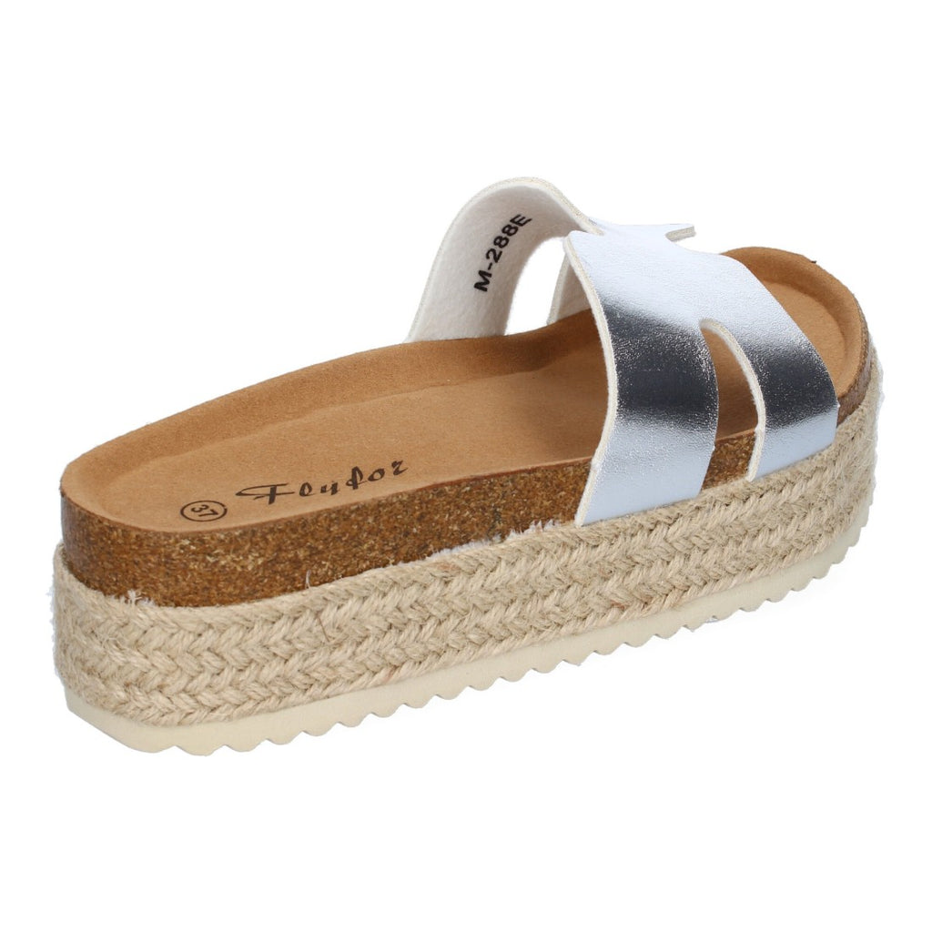 Sandalias Plateadas Mujer Planas Bio Plantilla Anatómica Elegantes Cómodas