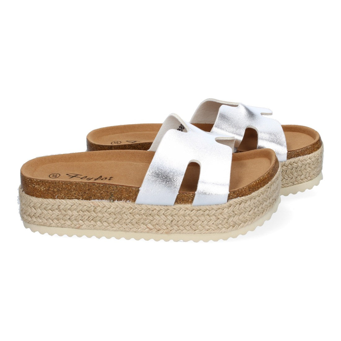 Sandalias Plateadas Mujer Planas Bio Plantilla Anatómica Elegantes Cómodas