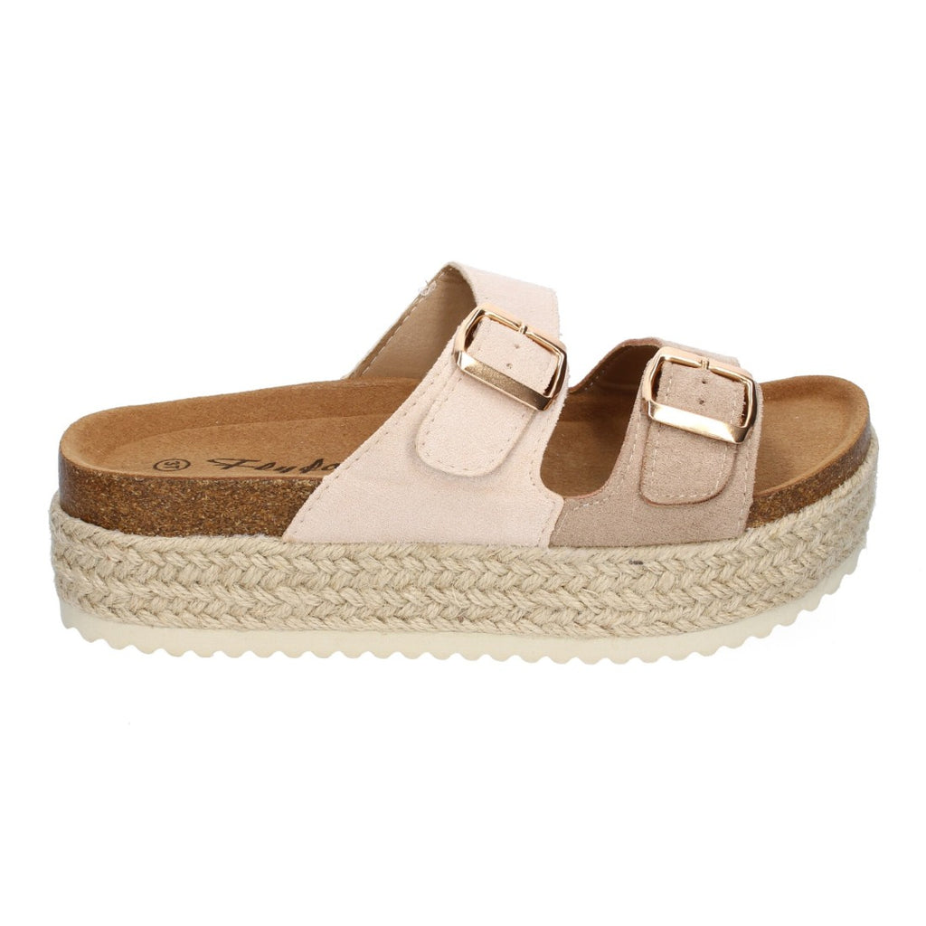 Sandalias Nude Mujer Plataforma Yute Plantilla Anatómica Hebillas Elegantes