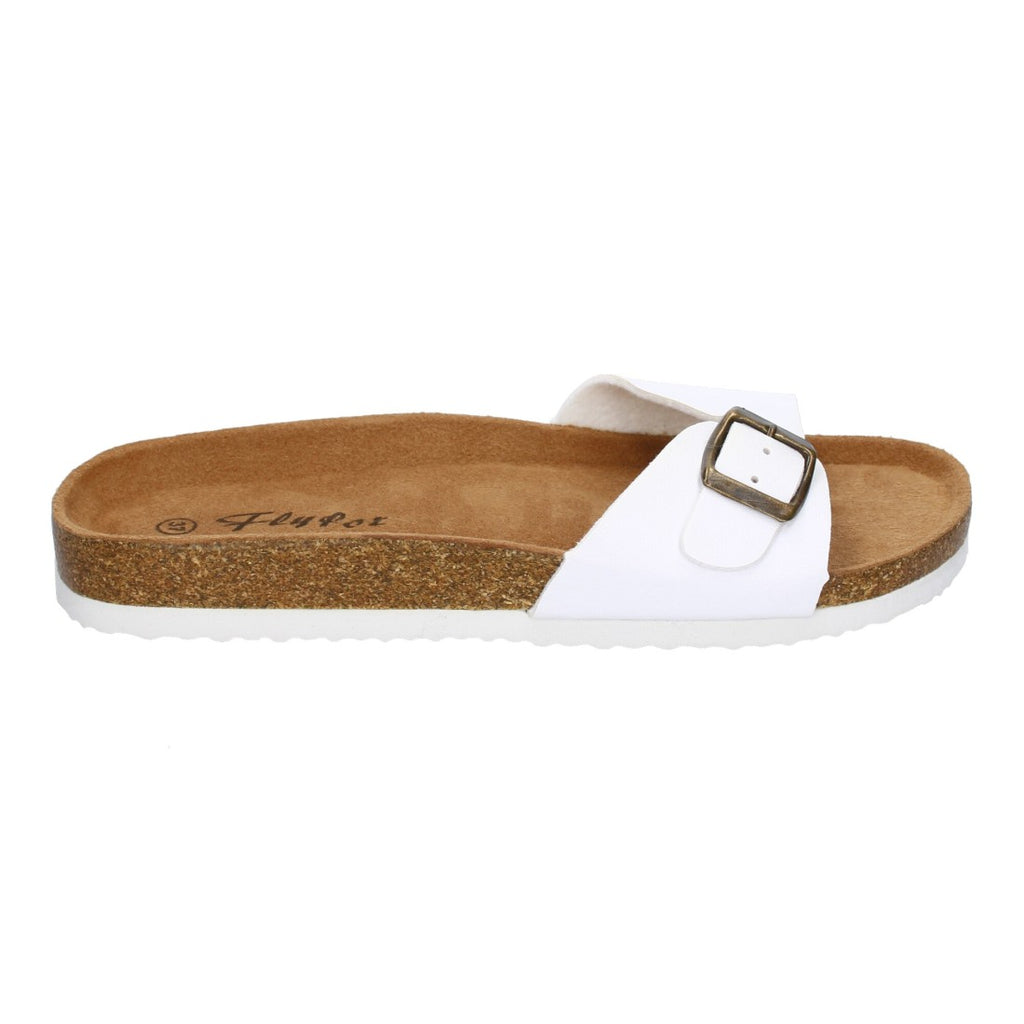 Sandalias Blancas Mujer Bio Modernas Hebilla Planta Anatómica Elegantes