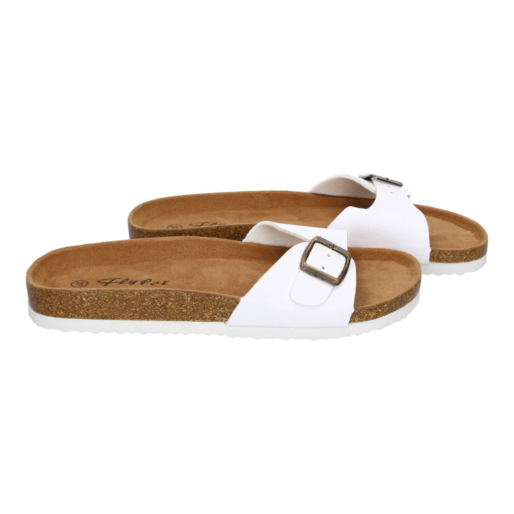 Sandalias Blancas Mujer Bio Modernas Hebilla Planta Anatómica Elegantes
