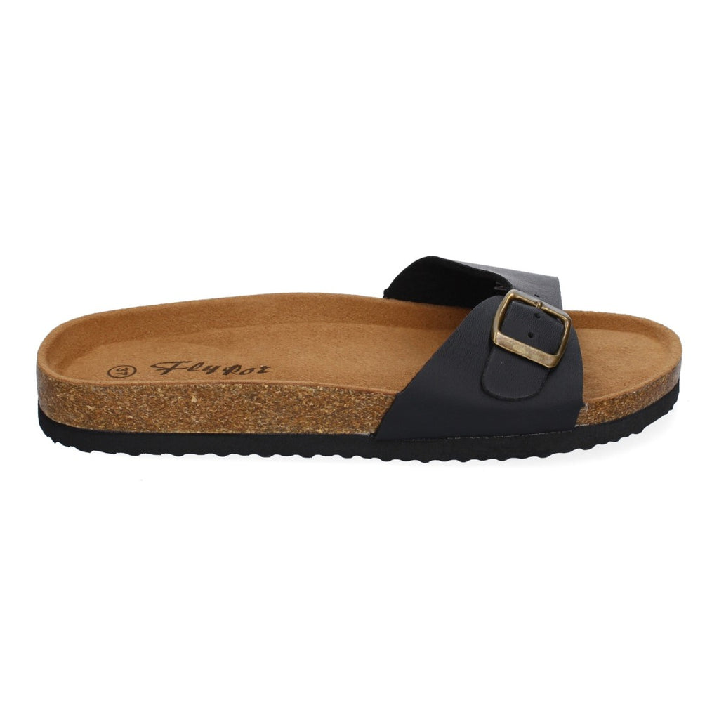 Sandalias Negras Mujer Bio Modernas Hebilla Planta Anatómica Elegantes