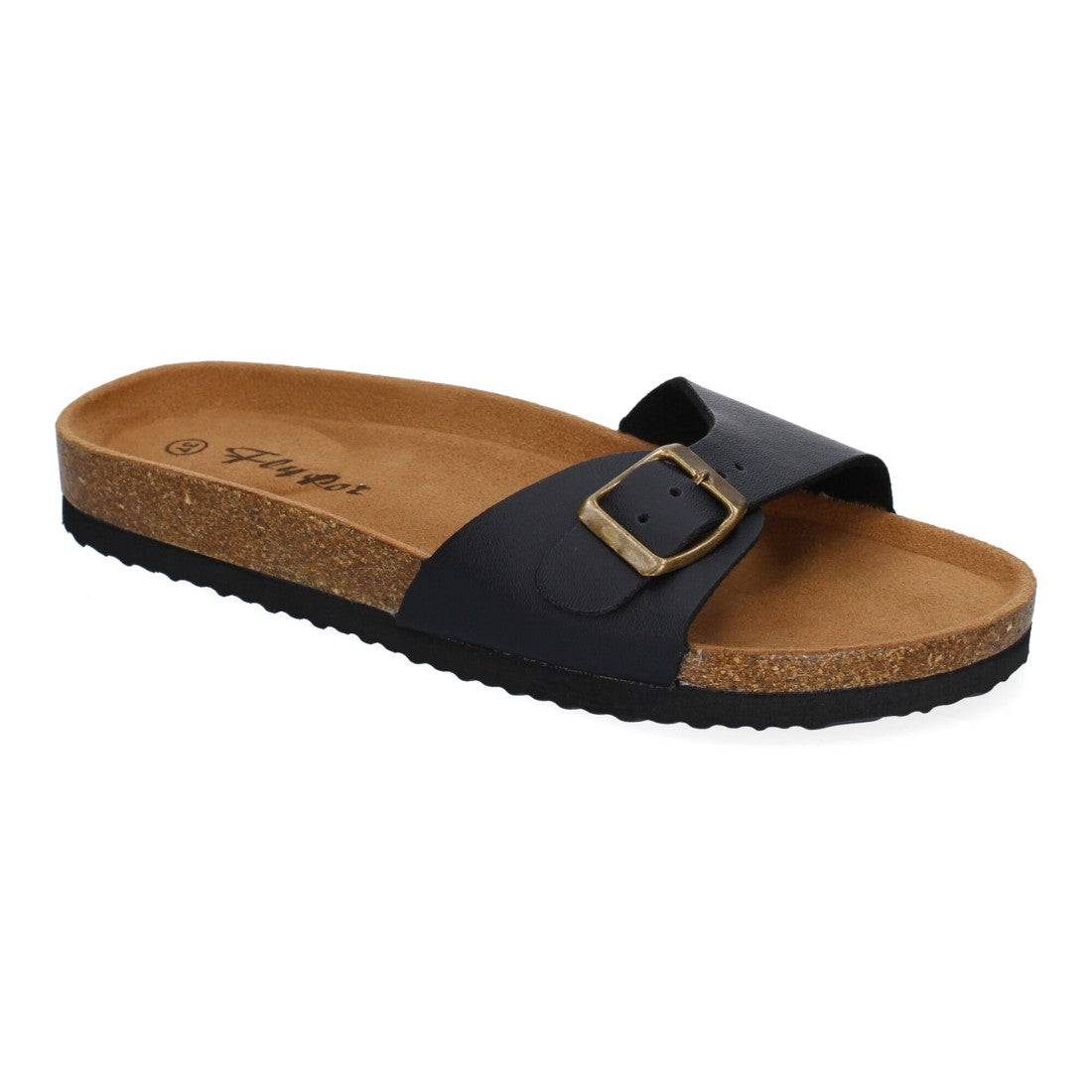 Sandalias Negras Mujer Bio Modernas Hebilla Planta Anatómica Elegantes